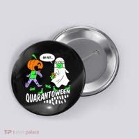 Halloween Funny Quarantoween 6 Feet Pumpkin Ghost Button thumb 0