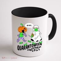 Halloween Funny Quarantoween 6 Feet Pumpkin Ghost Coffee Mug thumb 1