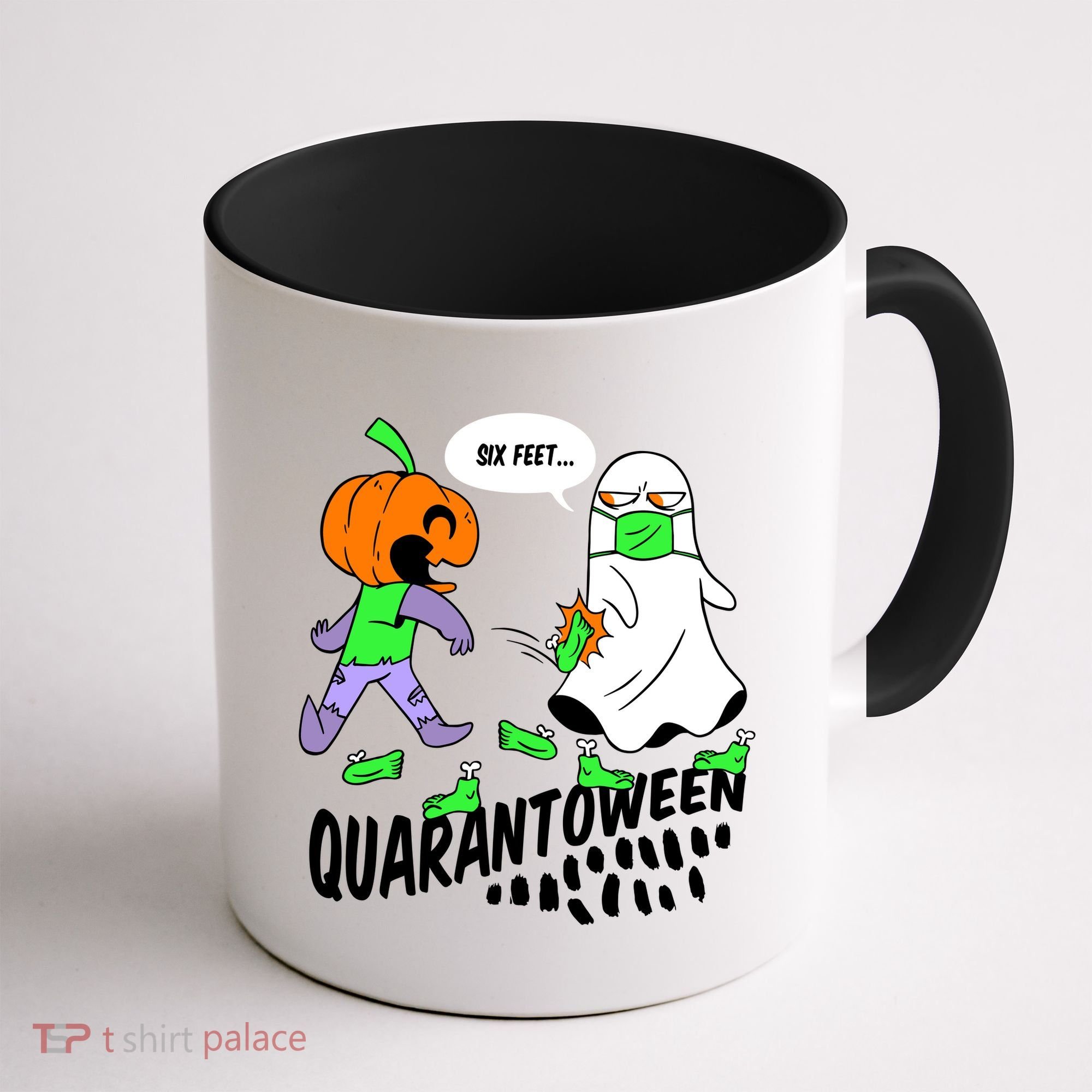 Halloween Funny Quarantoween 6 Feet Pumpkin Ghost Coffee Mug