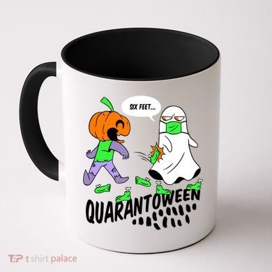 Halloween Funny Quarantoween 6 Feet Pumpkin Ghost Coffee Mug