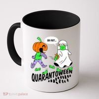 Halloween Funny Quarantoween 6 Feet Pumpkin Ghost Coffee Mug thumb 0