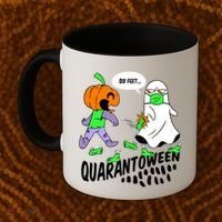 Halloween Funny Quarantoween 6 Feet Pumpkin Ghost Coffee Mug thumb 2