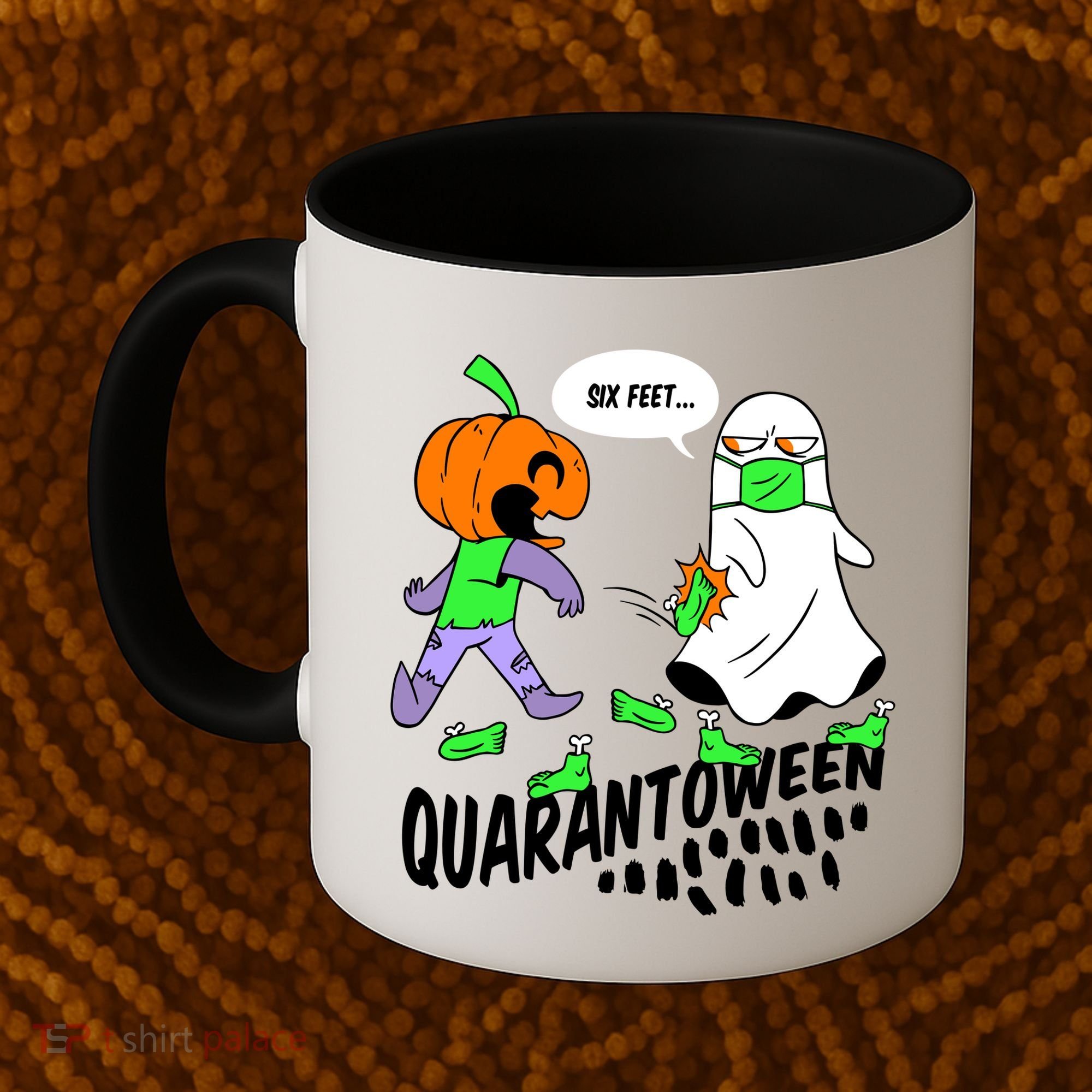 Halloween Funny Quarantoween 6 Feet Pumpkin Ghost Coffee Mug