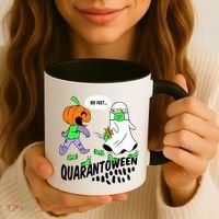 Halloween Funny Quarantoween 6 Feet Pumpkin Ghost Coffee Mug thumb 3