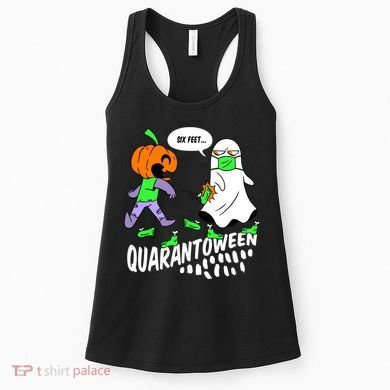 Halloween Funny Quarantoween 6 Feet Pumpkin Ghost Women's Tank Top