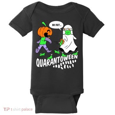 Halloween Funny Quarantoween 6 Feet Pumpkin Ghost Baby Bodysuit