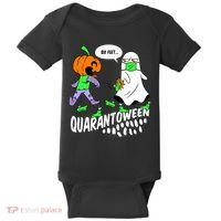 Halloween Funny Quarantoween 6 Feet Pumpkin Ghost Baby Bodysuit thumb 0