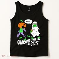 Halloween Funny Quarantoween 6 Feet Pumpkin Ghost Tank Top thumb 2