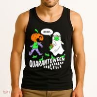 Halloween Funny Quarantoween 6 Feet Pumpkin Ghost Tank Top thumb 3
