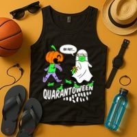 Halloween Funny Quarantoween 6 Feet Pumpkin Ghost Tank Top thumb 4