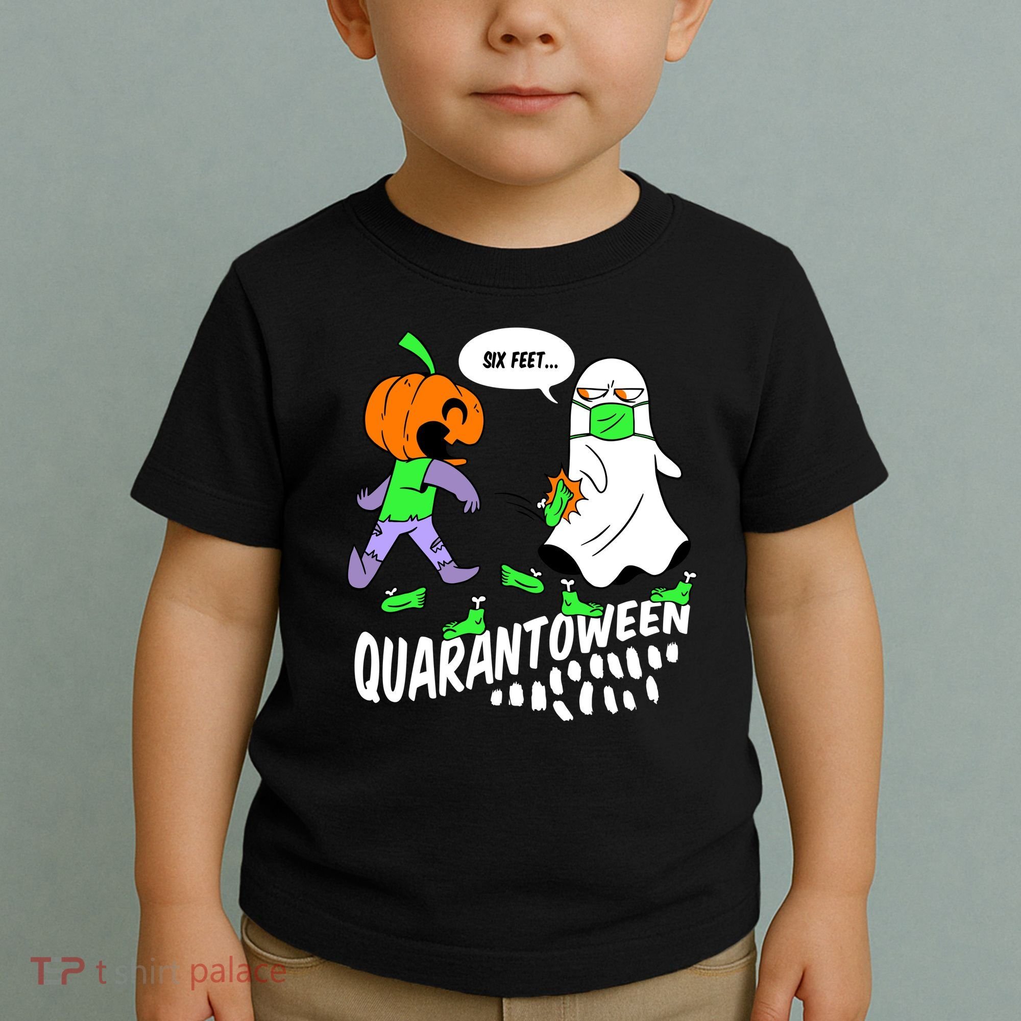 Halloween Funny Quarantoween 6 Feet Pumpkin Ghost Toddler T-Shirt