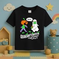 Halloween Funny Quarantoween 6 Feet Pumpkin Ghost Toddler T-Shirt thumb 3