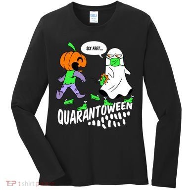 Halloween Funny Quarantoween 6 Feet Pumpkin Ghost Women's Long Sleeve Shirt