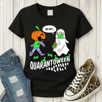 Halloween Funny Quarantoween 6 Feet Pumpkin Ghost Women's T-Shirt thumb 3