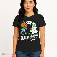 Halloween Funny Quarantoween 6 Feet Pumpkin Ghost Women's T-Shirt thumb 4