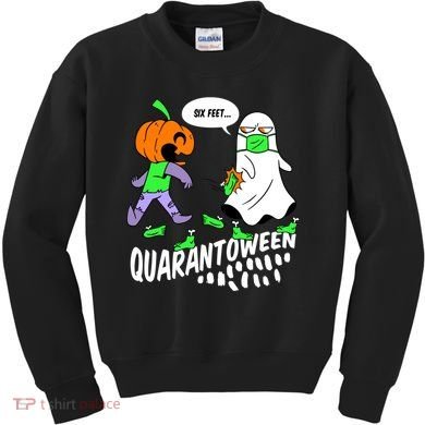 Halloween Funny Quarantoween 6 Feet Pumpkin Ghost Kids Sweatshirt