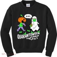 Halloween Funny Quarantoween 6 Feet Pumpkin Ghost Kids Sweatshirt thumb 0