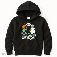 Halloween Funny Quarantoween 6 Feet Pumpkin Ghost Kids Hoodie thumb 0