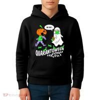 Halloween Funny Quarantoween 6 Feet Pumpkin Ghost Kids Hoodie thumb 4