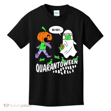 Halloween Funny Quarantoween 6 Feet Pumpkin Ghost Kids T-Shirt