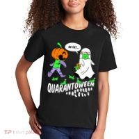 Halloween Funny Quarantoween 6 Feet Pumpkin Ghost Kids T-Shirt thumb 2