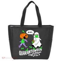 Halloween Funny Quarantoween 6 Feet Pumpkin Ghost Tote Bag thumb 0