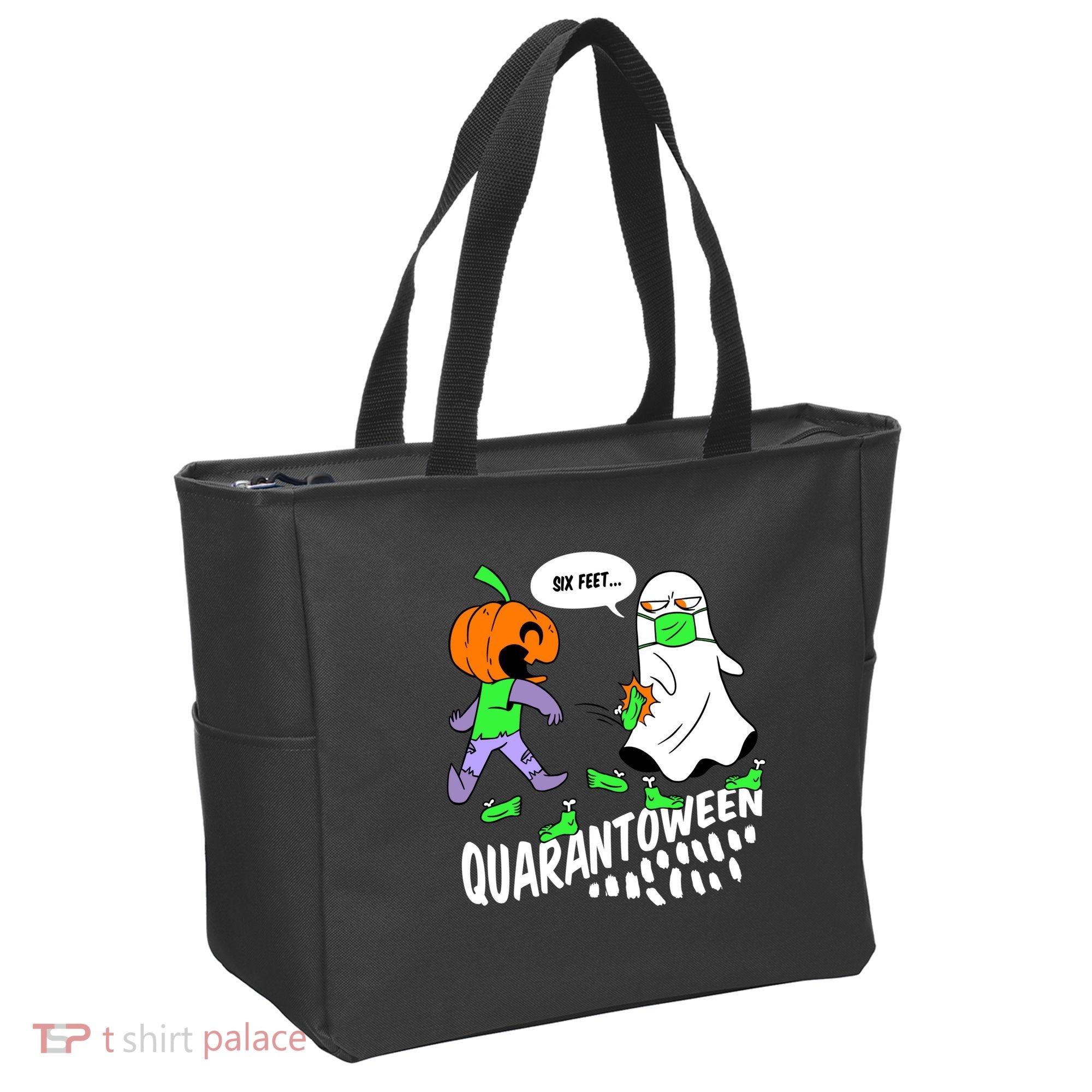 Halloween Funny Quarantoween 6 Feet Pumpkin Ghost Tote Bag