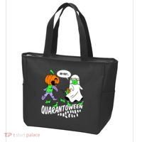 Halloween Funny Quarantoween 6 Feet Pumpkin Ghost Tote Bag thumb 3