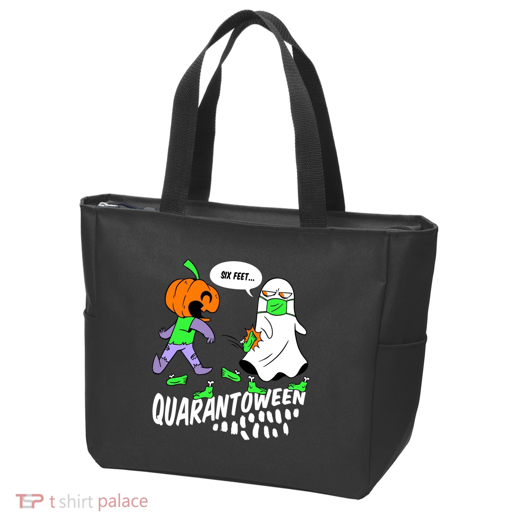 Halloween Funny Quarantoween 6 Feet Pumpkin Ghost Tote Bag