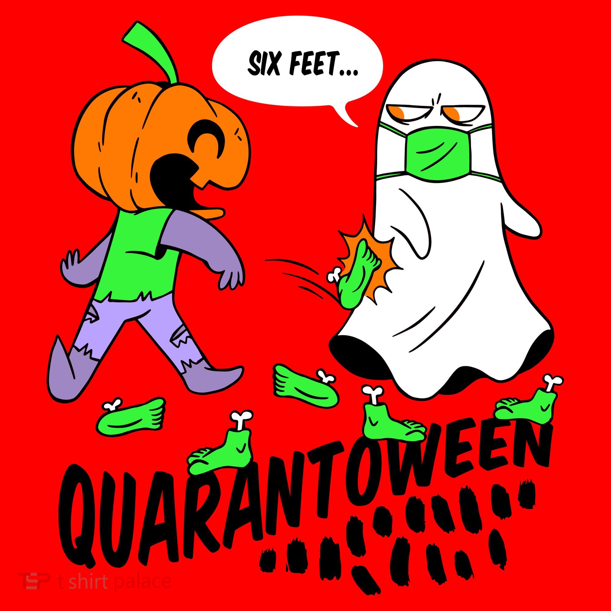 Halloween Funny Quarantoween 6 Feet Pumpkin Ghost Santa Hat
