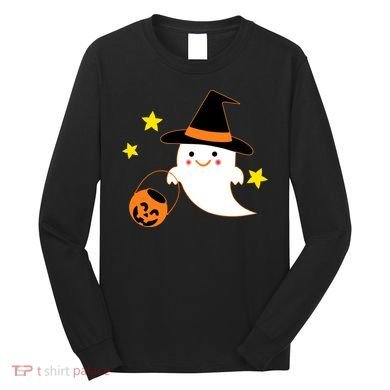 Halloween Ghost Kawaii Trick or Treating Pumpkin Long Sleeve Shirt