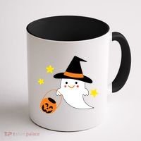 Halloween Ghost Kawaii Trick or Treating Pumpkin Coffee Mug thumb 1