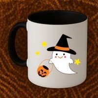 Halloween Ghost Kawaii Trick or Treating Pumpkin Coffee Mug thumb 2