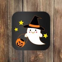 Halloween Ghost Kawaii Trick or Treating Pumpkin Coaster thumb 0