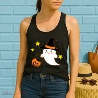 Halloween Ghost Kawaii Trick or Treating Pumpkin Women's Tank Top thumb 2