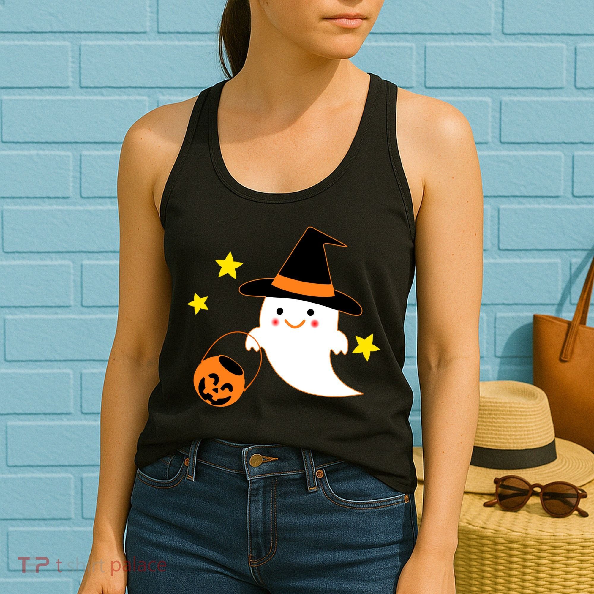 Halloween Ghost Kawaii Trick or Treating Pumpkin Women's Tank Top