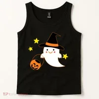 Halloween Ghost Kawaii Trick or Treating Pumpkin Tank Top thumb 2