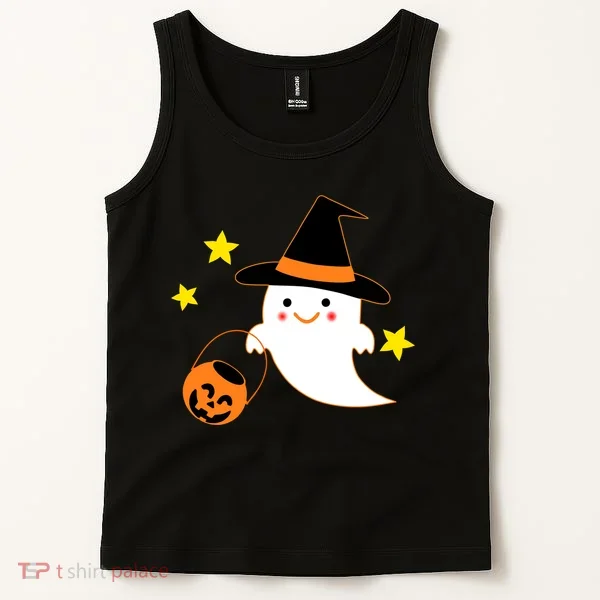Halloween Ghost Kawaii Trick or Treating Pumpkin Tank Top