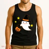 Halloween Ghost Kawaii Trick or Treating Pumpkin Tank Top thumb 3