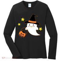 Halloween Ghost Kawaii Trick or Treating Pumpkin Women's Long Sleeve Shirt thumb 0