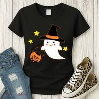 Halloween Ghost Kawaii Trick or Treating Pumpkin Women's T-Shirt thumb 3
