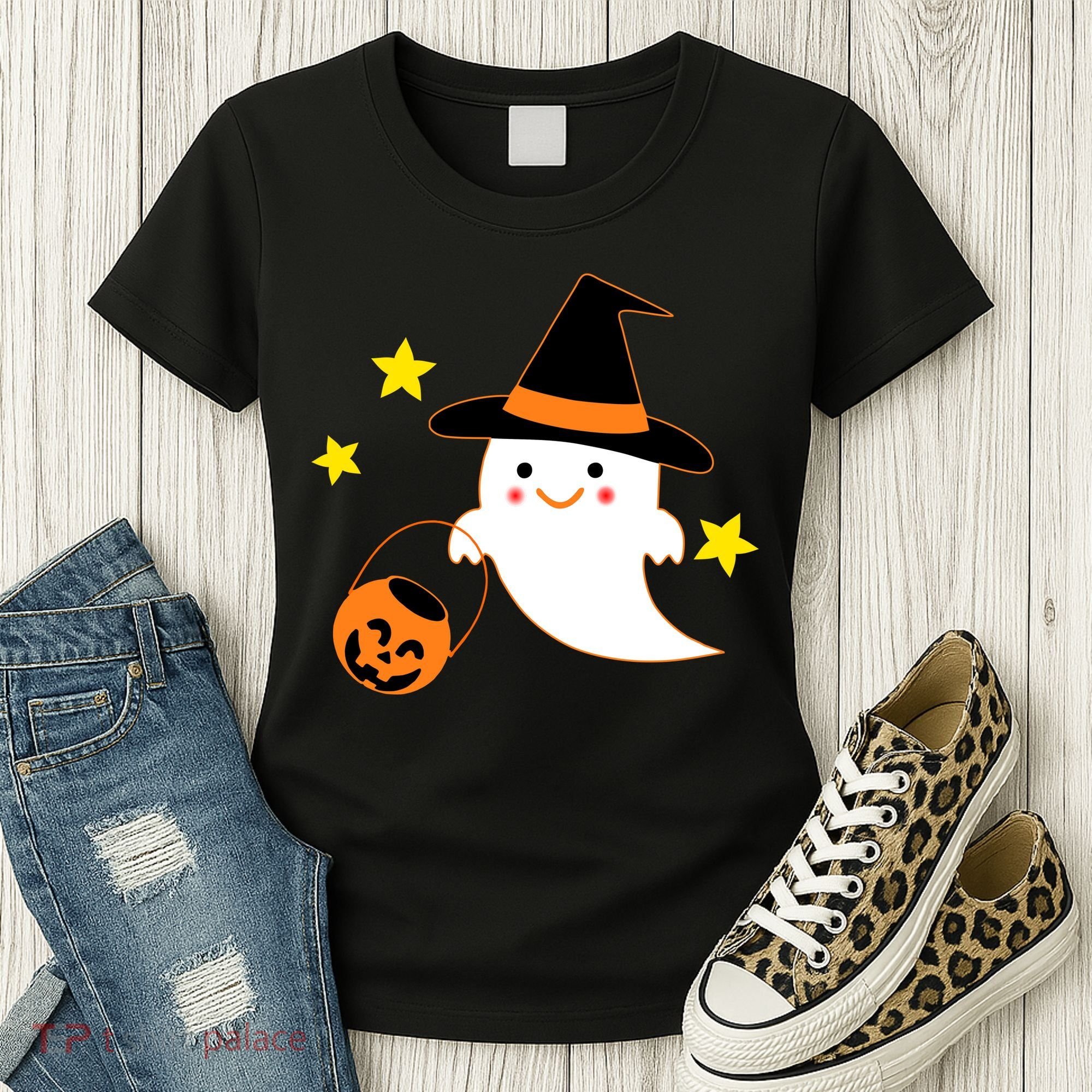 Halloween Ghost Kawaii Trick or Treating Pumpkin Women's T-Shirt