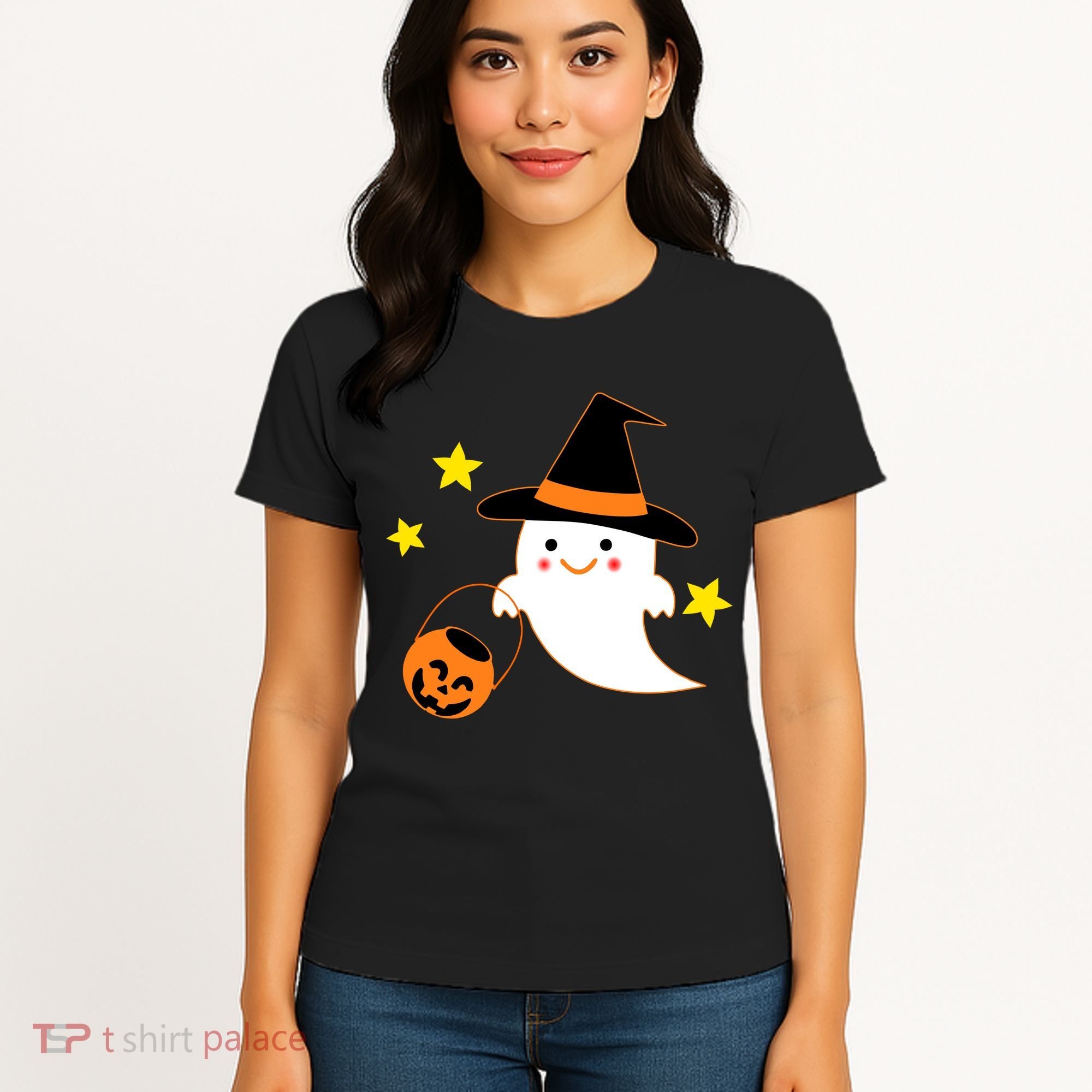 Halloween Ghost Kawaii Trick or Treating Pumpkin Women's T-Shirt