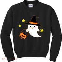 Halloween Ghost Kawaii Trick or Treating Pumpkin Kids Sweatshirt thumb 0