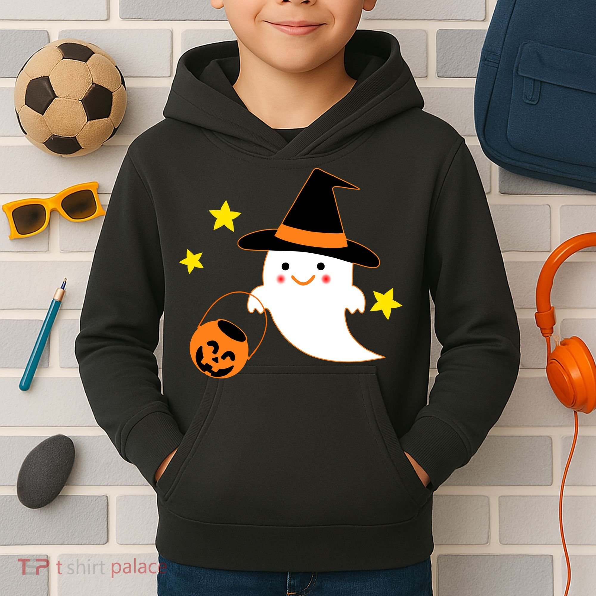 Halloween Ghost Kawaii Trick or Treating Pumpkin Kids Hoodie