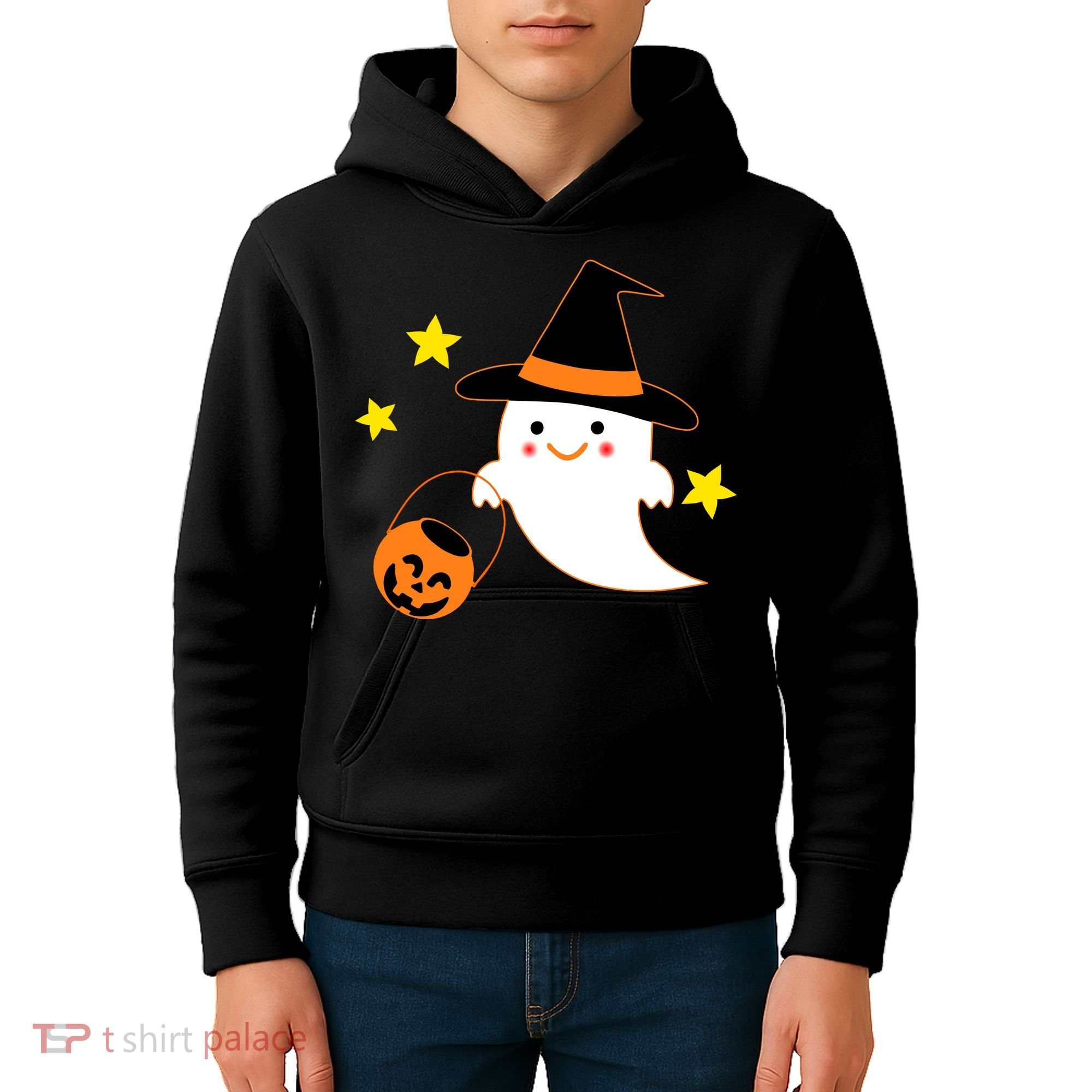 Halloween Ghost Kawaii Trick or Treating Pumpkin Kids Hoodie