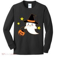 Halloween Ghost Kawaii Trick or Treating Pumpkin Kids Long Sleeve Shirt thumb 0