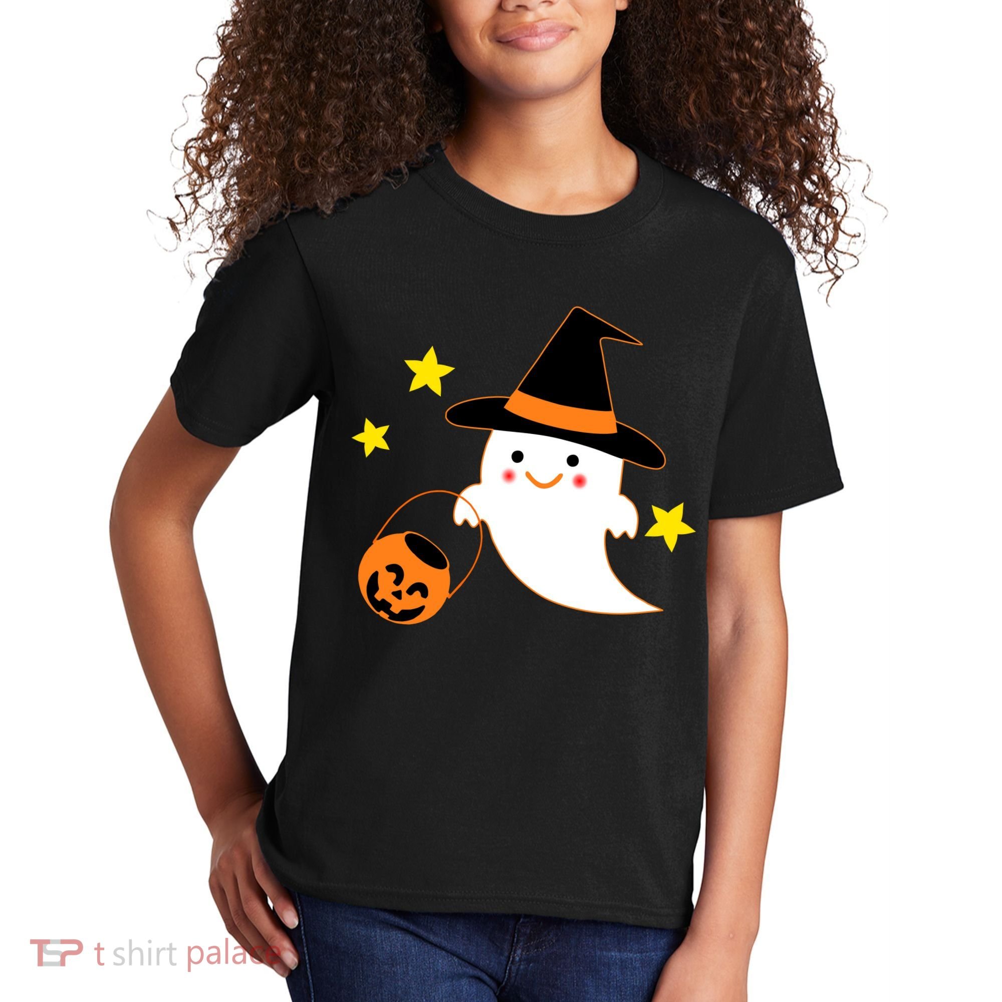 Halloween Ghost Kawaii Trick or Treating Pumpkin Kids T-Shirt