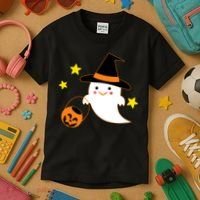 Halloween Ghost Kawaii Trick or Treating Pumpkin Kids T-Shirt thumb 3
