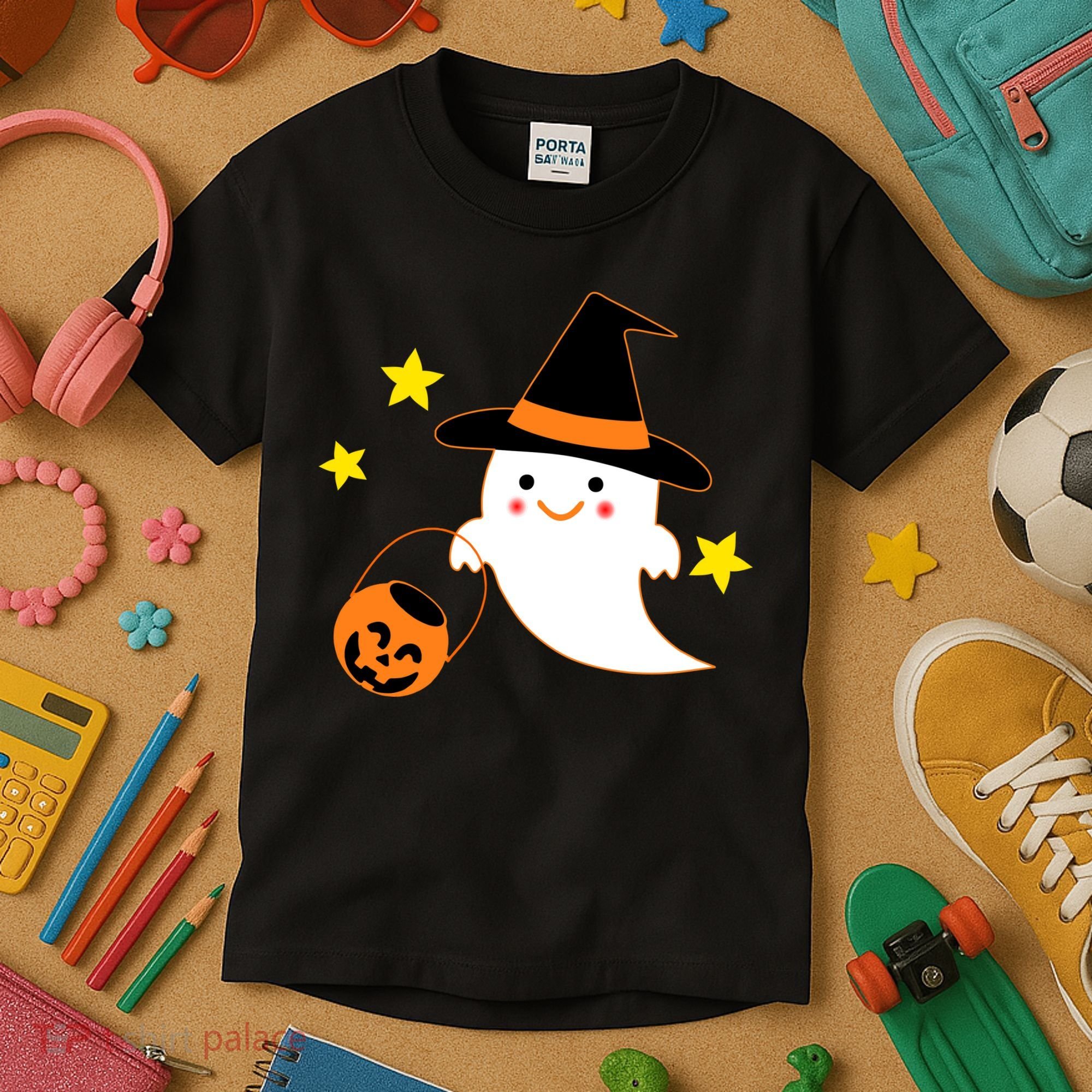 Halloween Ghost Kawaii Trick or Treating Pumpkin Kids T-Shirt